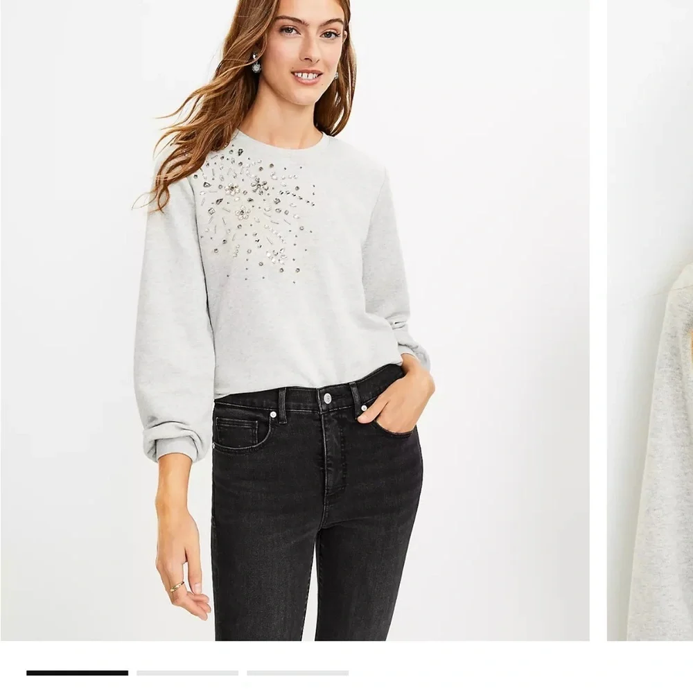 LOFT Embellished Sweatshirt - Picture 2 of 7